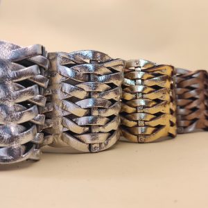 pulsera lazos cuero metalizado maison domecq